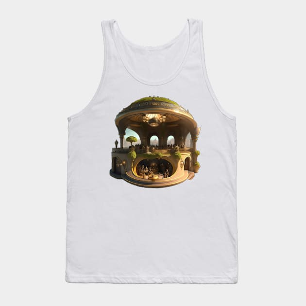 Parnassus Futuristic Fantasy Art Nouveau Cafe Restaurant Tank Top by entwithanaxe